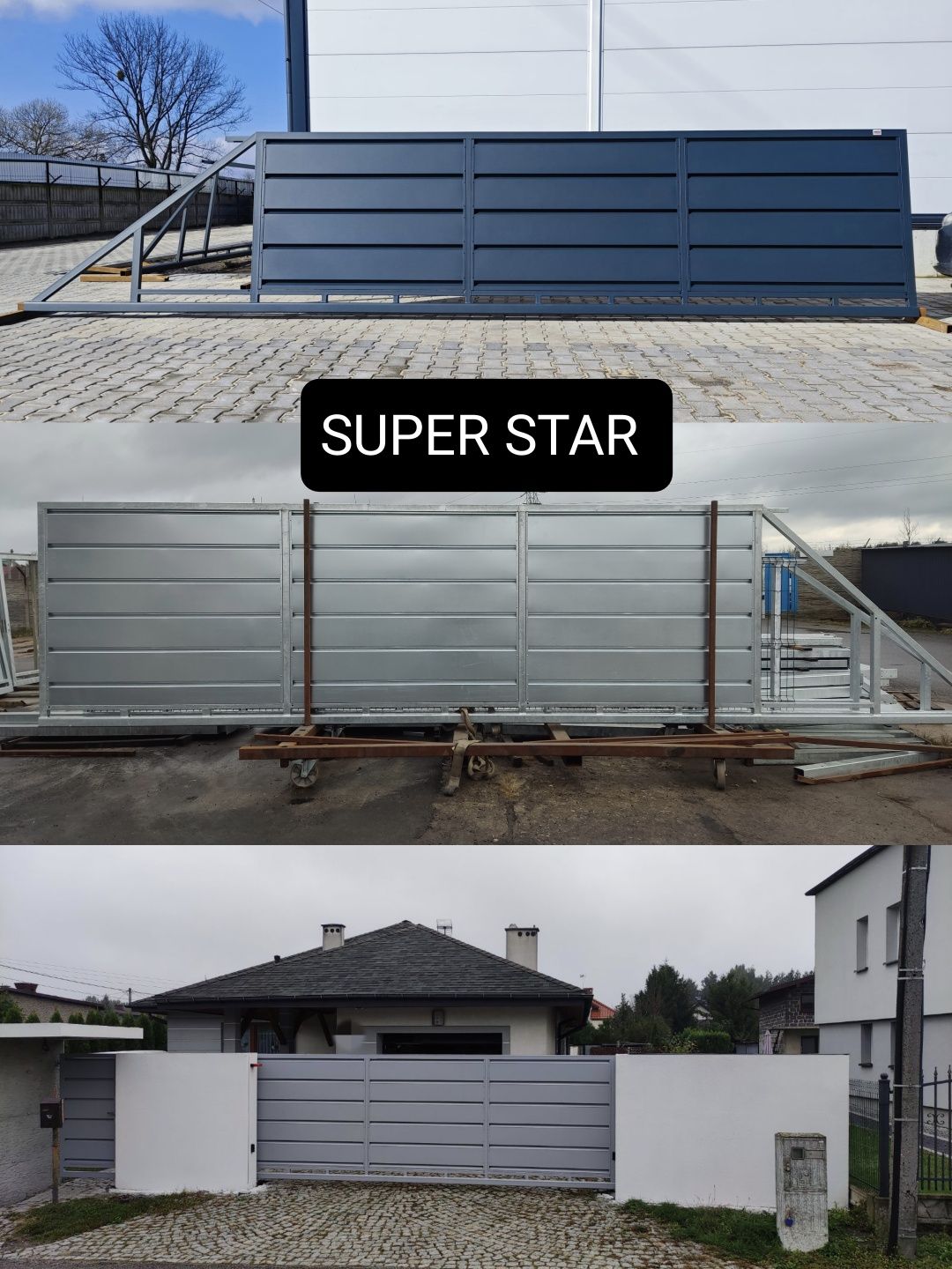 Brama przesuwna palisadowa PREMIUM STAR 5m,ocynk+RAL,4m, 6m, 6,7m 7,5m
