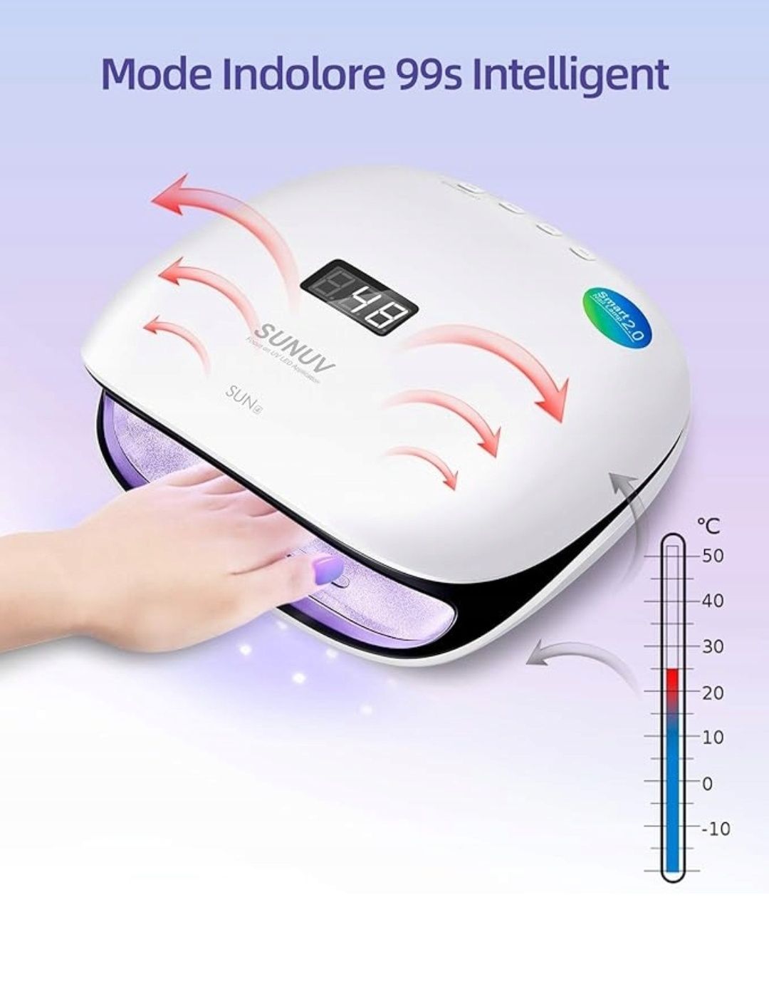 Lampa do Paznokci LED UV 48W Z Czujnikiem Automatycznym Wyświetlacz LC