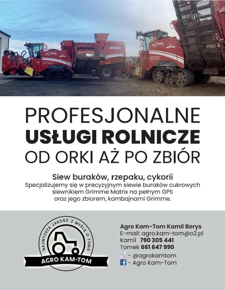 Usługi transportowe,zbiór buraków cukrowych,siew grimme matrix