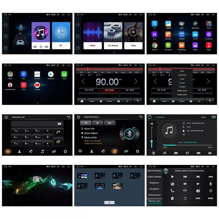 Auto rádio, GPS, Tablet, TV