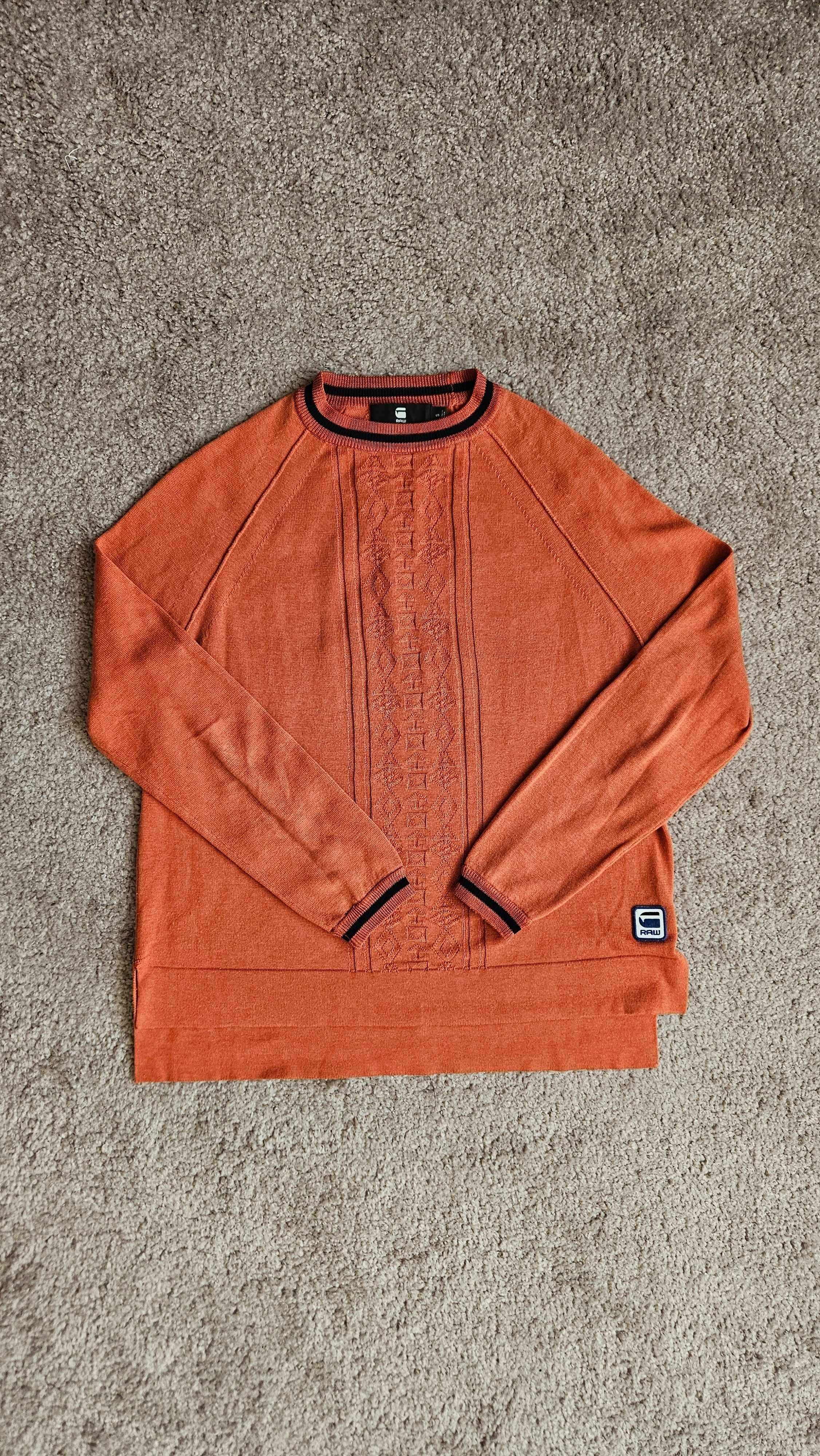 Cienki rudo-pomarańczowy sweter G-Star Raw dobry skład S/36
