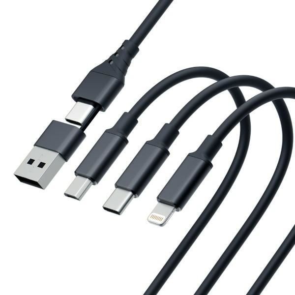 Kabel 3W1 3Mk Hyper USB-A/USB-C - Czarny 1.5M