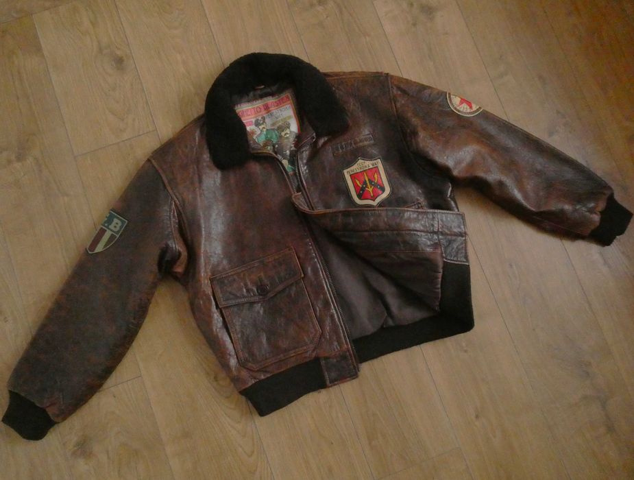 Kurtka skórzana męska GHETTO GLASTER G1 skóra PILOTKA lotnicza  L/XL