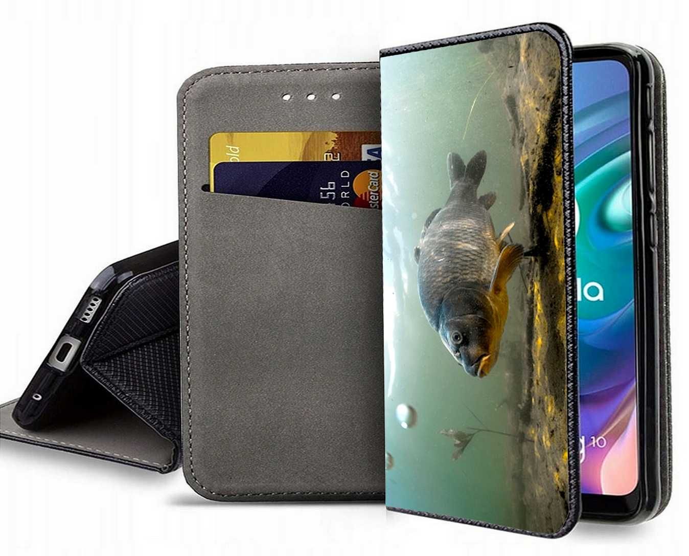 Etui zamykane z motywem wędkarskim dla telefonów Samsung Huawei Xiaomi