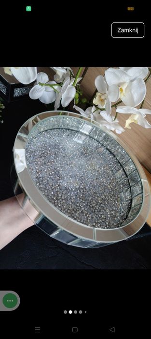 Taca okrągła dekoracyjna z kryształkami Glamour