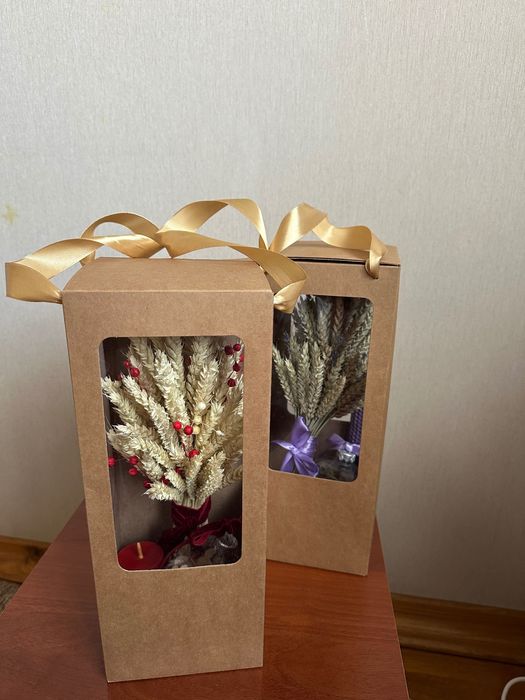 Набір подарунковий, декор з натуральних матеріалів. Сухоцвіти.