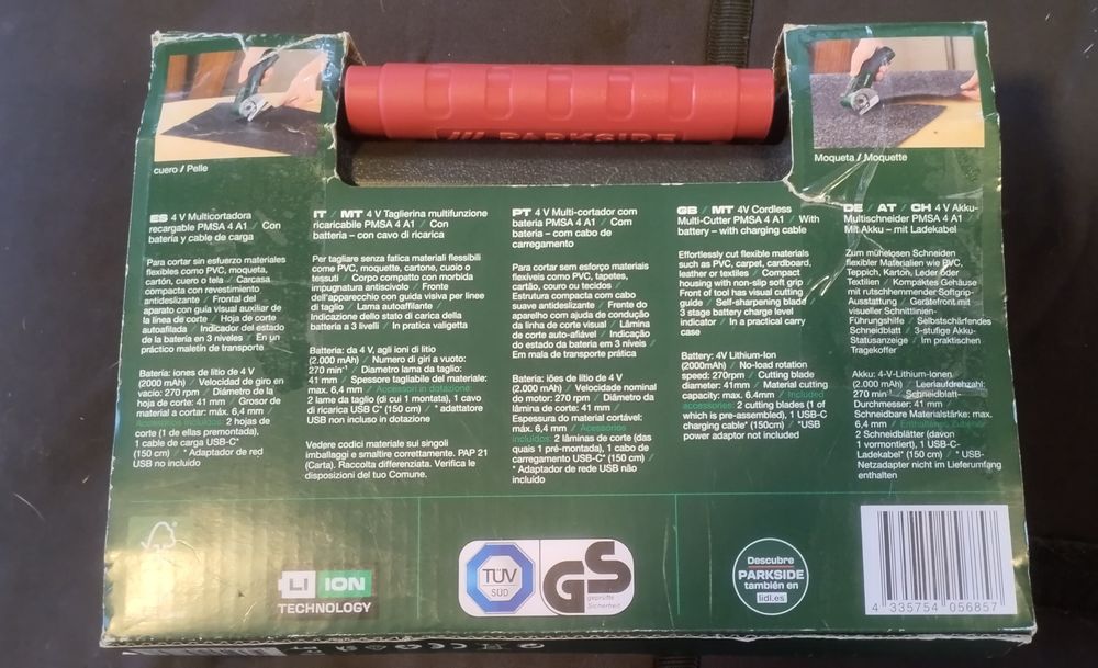 Multi cortador parkside a bateria 4V