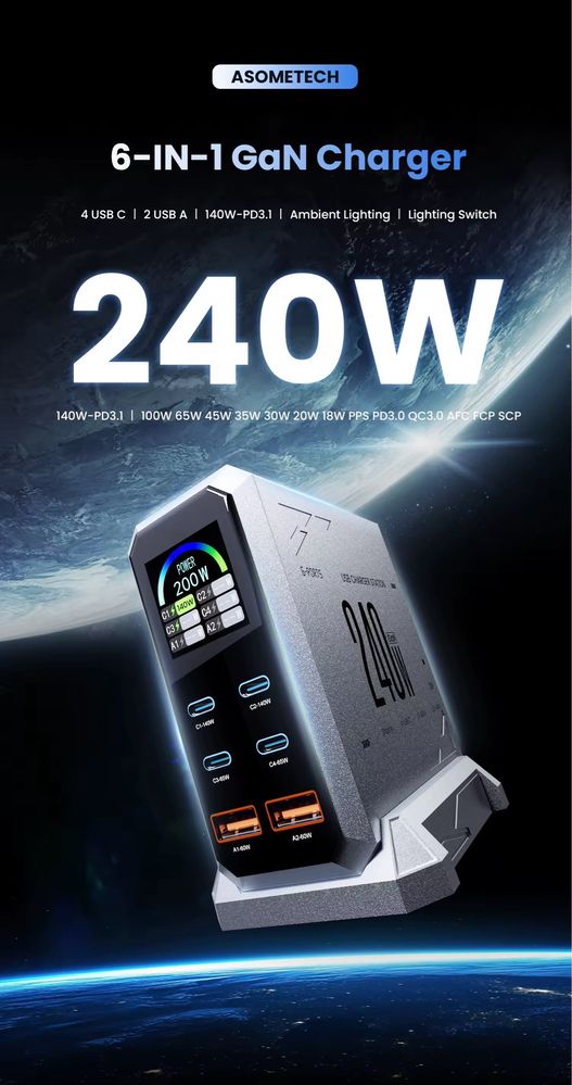 Зарядний пристрій ASOMETECH 240W (загальної потужності)