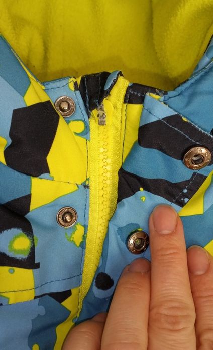 Kurtka chłopięca zimowa narciarska wzorzysta polar kaptur 5.10.15