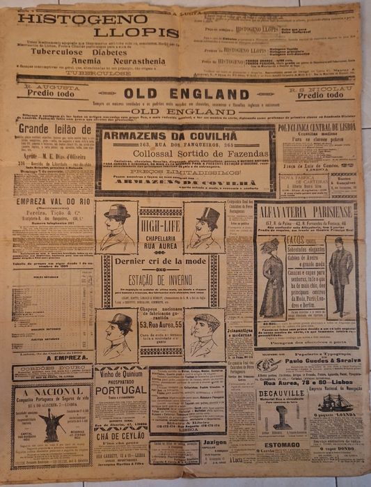 Jornal A Lucta director Brito Camacho N. 1395 nov 1909 4° Anno A Luta