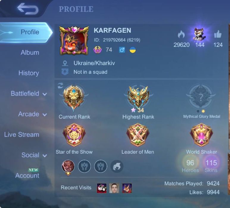 Mobile Legends Bang Bang account.