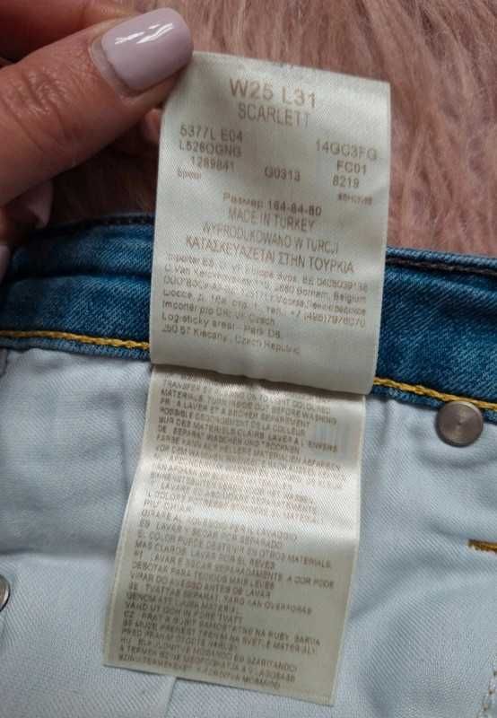 Świetne jasne jeansy proste Lee bawełna w25 l31 wysoki stan 34 36