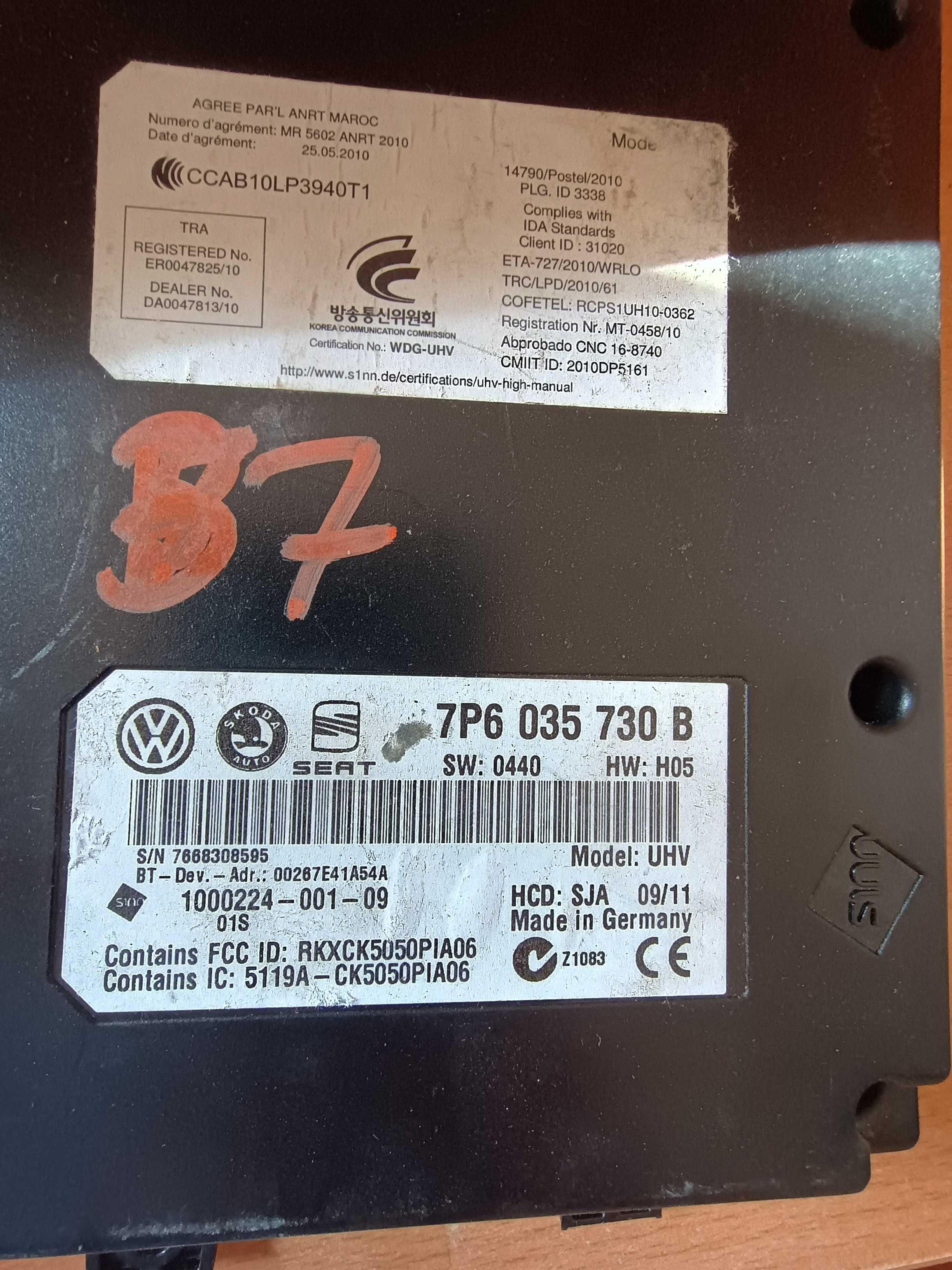Moduł BLUETOOTH VW Passat B7, Golf VI Transporter T5 - 7P6