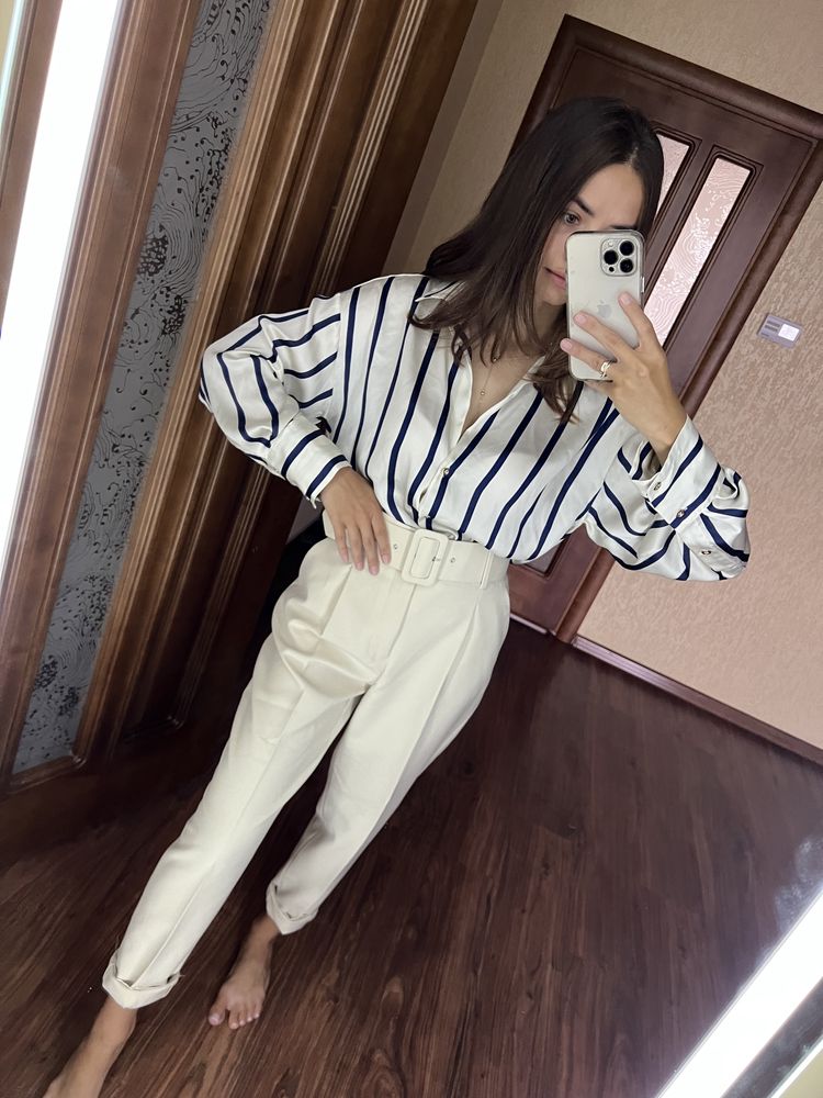 Сатинова сорочка Zara шовкова сорочка блуза Zara