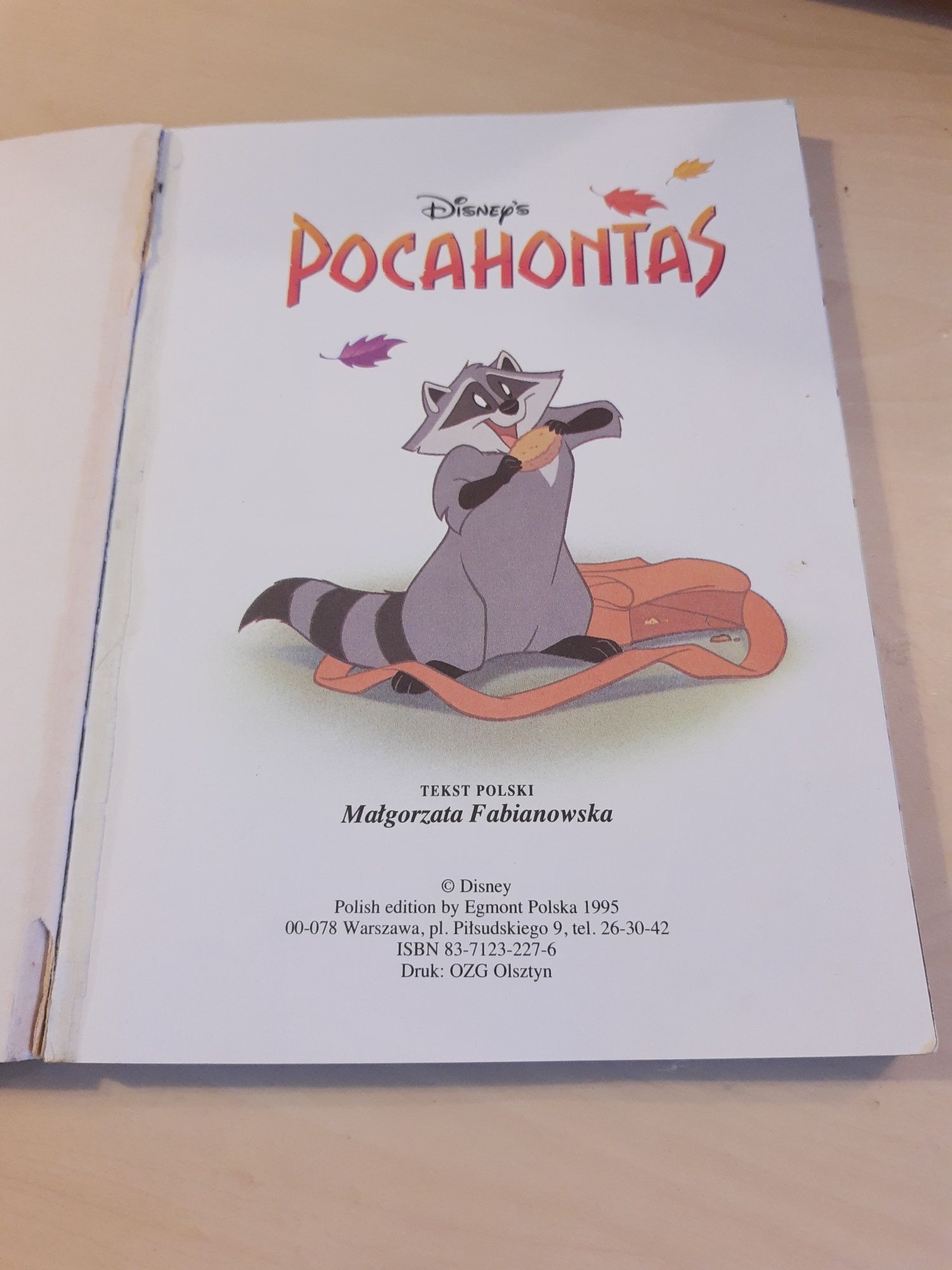 Książka "Pocahontas" pierwsze polskie wydanie