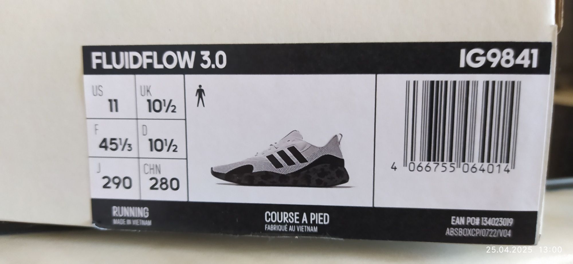Кросівки Оригінал Adidas FluidFlow 3.0 Runing. Розмір 44.5