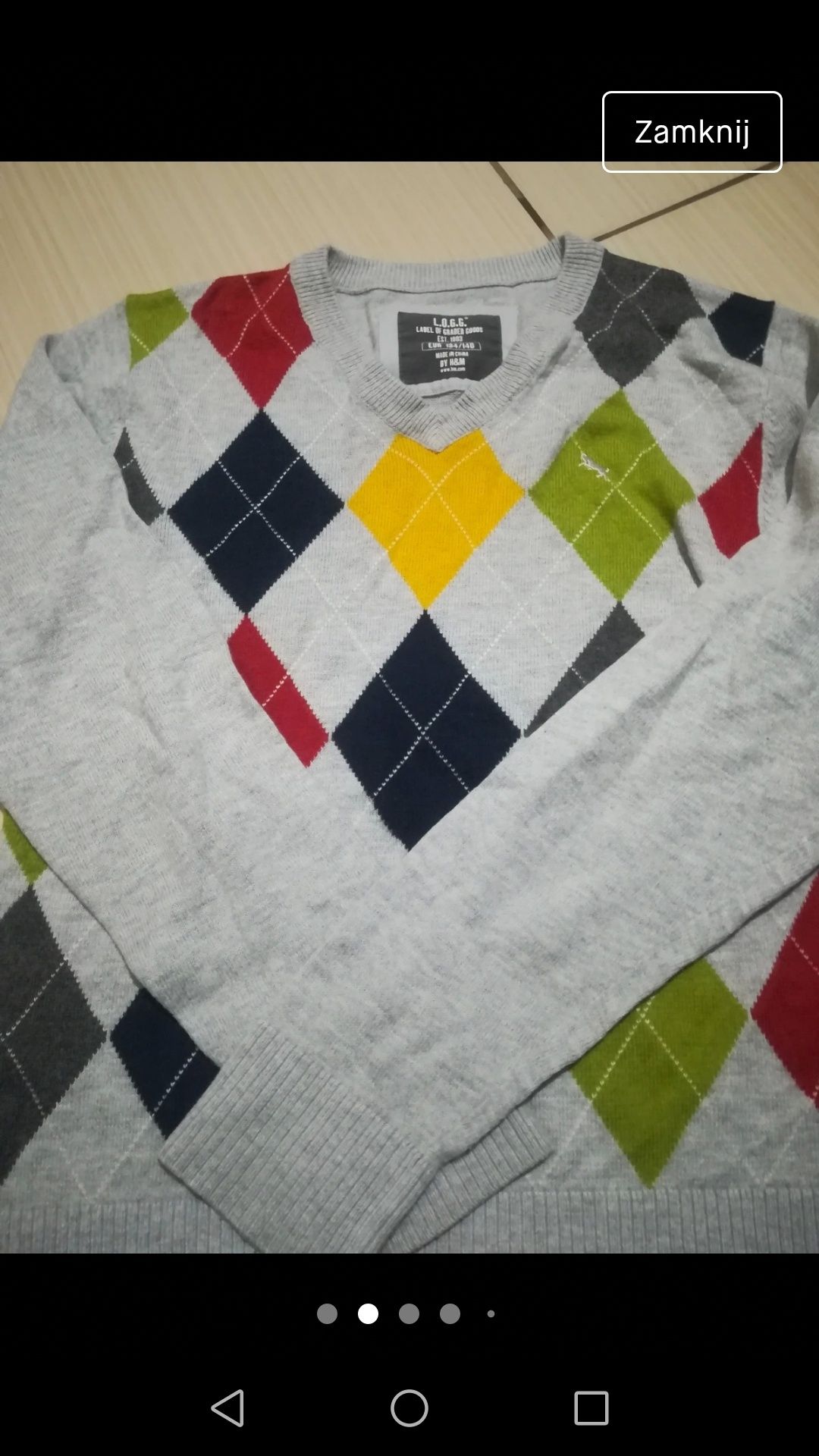 sweter sweterek chłopięcy w kratkę V-neck L.O.G.G H&M