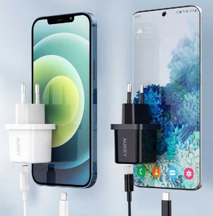 AUKEY PA-F5 2x ładowarka USB-C iPhone Samsung Huawei 20W kostka