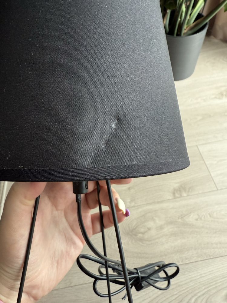 Lampa nocna stołowa czarna lampka loft z abażurem nowa