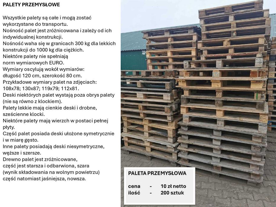 Sprzedam palety przemysłowe
