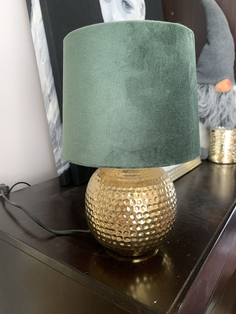 Żyrandol/ lampa wisząca butelkowa zieleń, złoty, welur