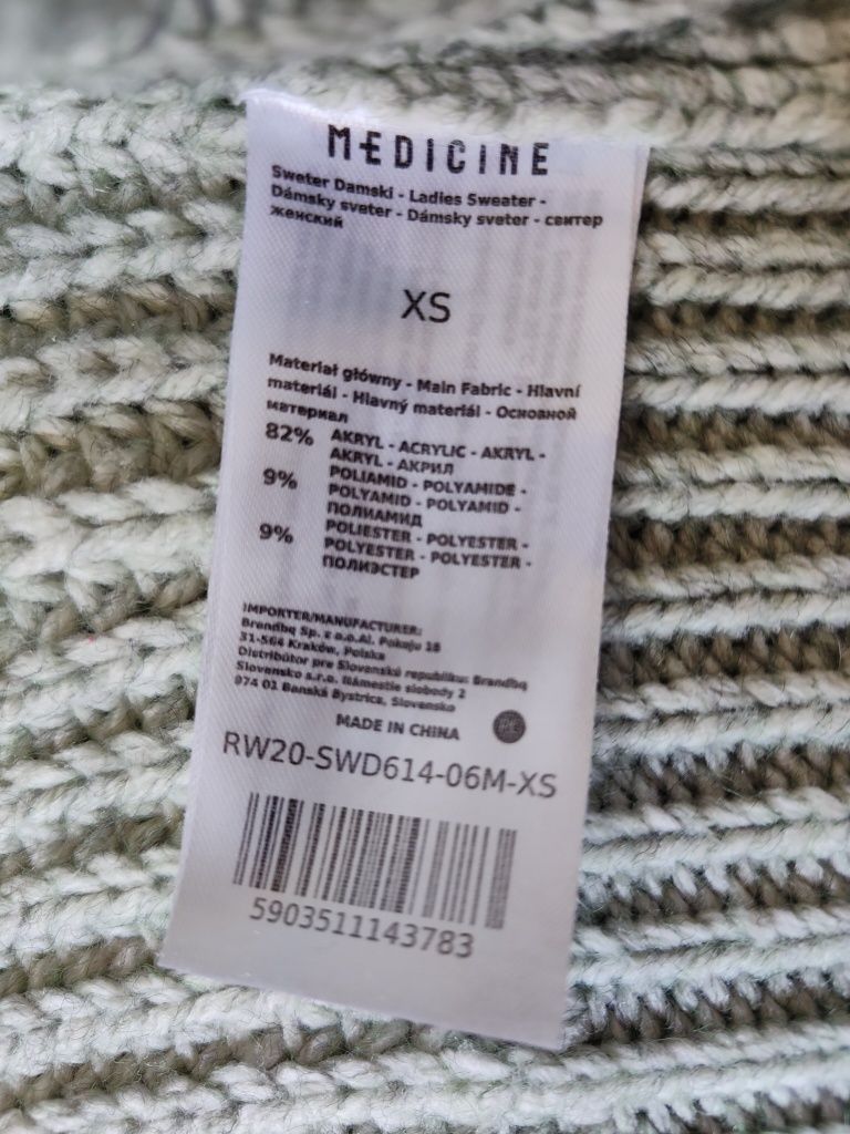 Sweter wiązany medicine pistacjowy xs 34