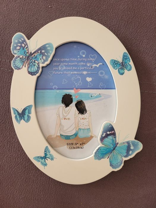 Ramka na zdjęcia 13x18 cm kremowo niebieska