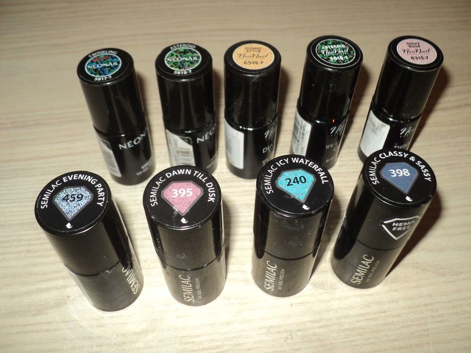 10 lakierów Semilac i Neonail  hybrydowe perłowe