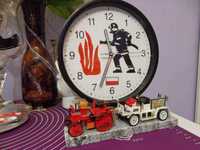 Zegar z motywem strażaka oświetlenie ledy