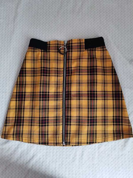 Spódnica mini żółta w kratę