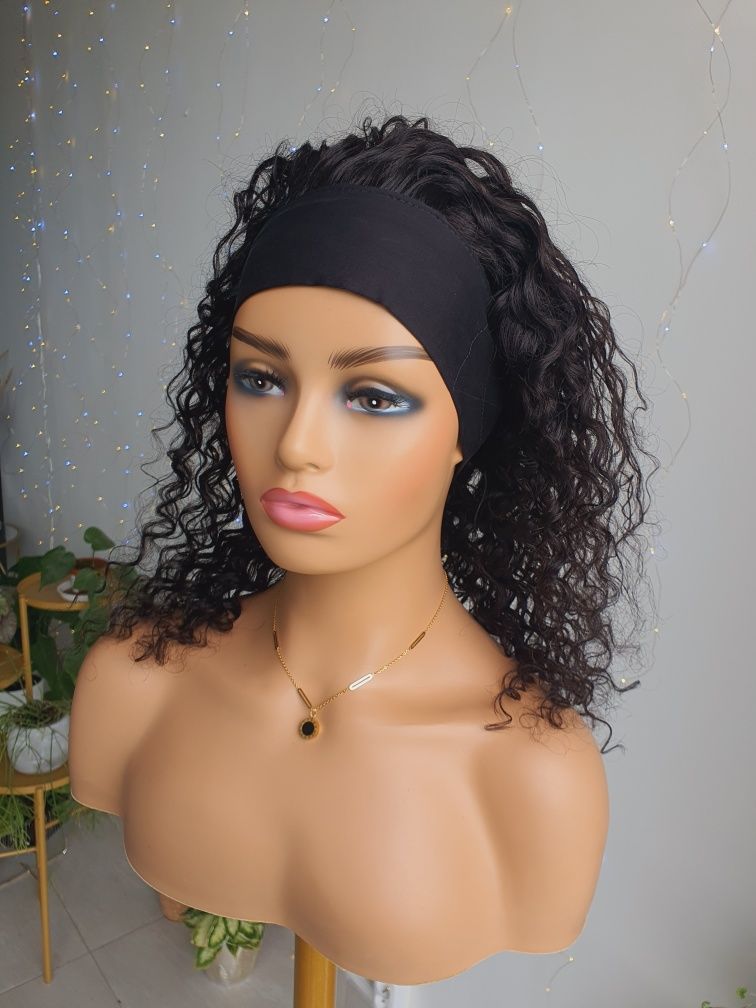 Peruka na opasce z włosów naturalnych loki 45 cm afroloki OP