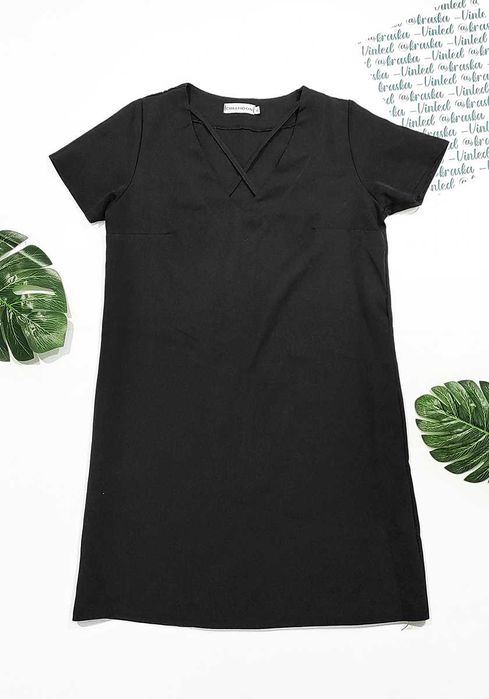 prosta, trapezowa sukienka Cinamoon XS 34 mała czarna