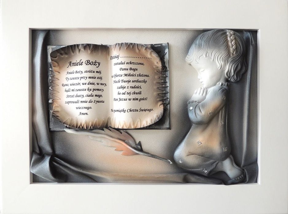 Obraz na pamiątkę dla dziewczynki, chrzest, komunia + dedykacja GRAWER