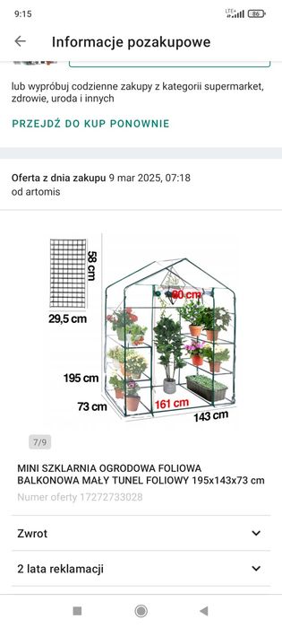 Szklarnia, foliak, na taras, balkon, do ogródka