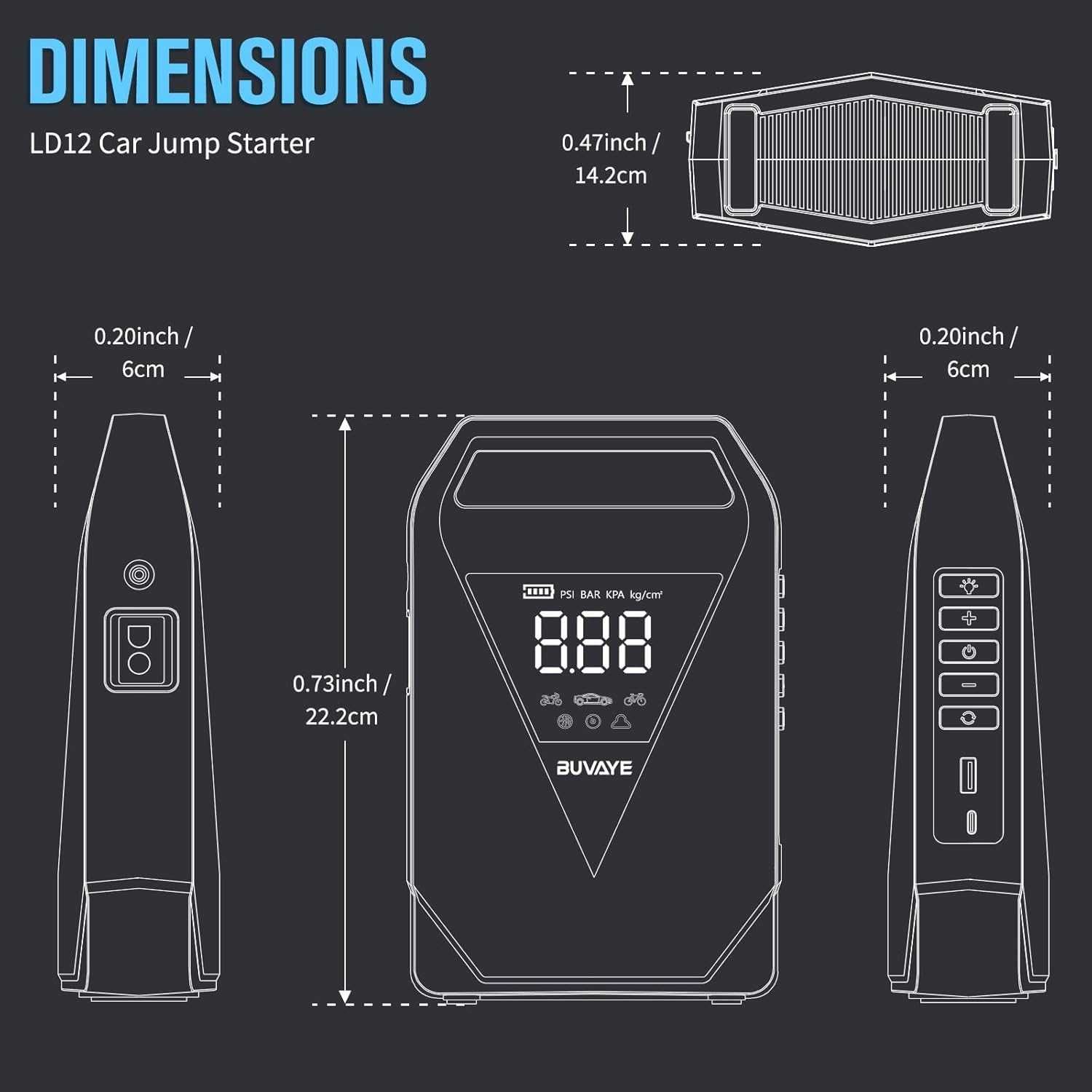 Powerbank Auto Starter Booster z Kompresorem do opon LD12 +Latarka