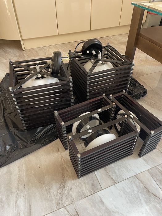 Люстра в японському стилі хром/венге бамбук