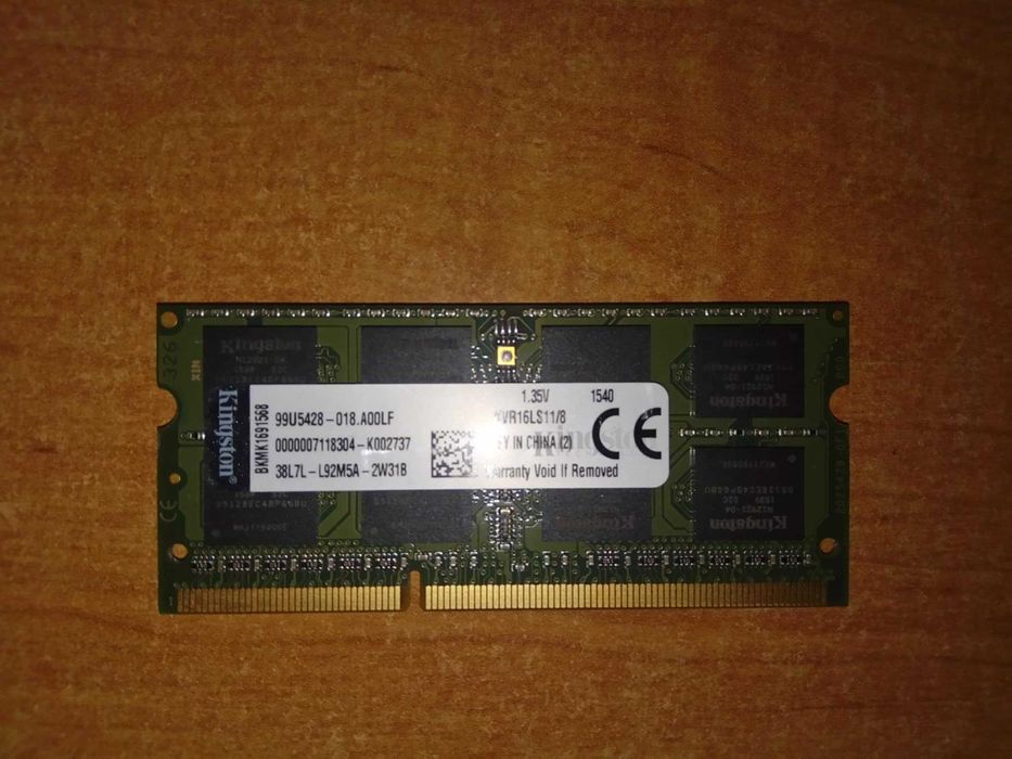Pamięć RAM 16GB 2 x 8GB DDR3L Kingston 1,35V 1540 KVR16LS11/8 1600 MHz