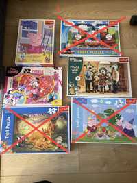 Puzzle  peppa, tomek ,trefliki, mini mouse dla dzieci 3+