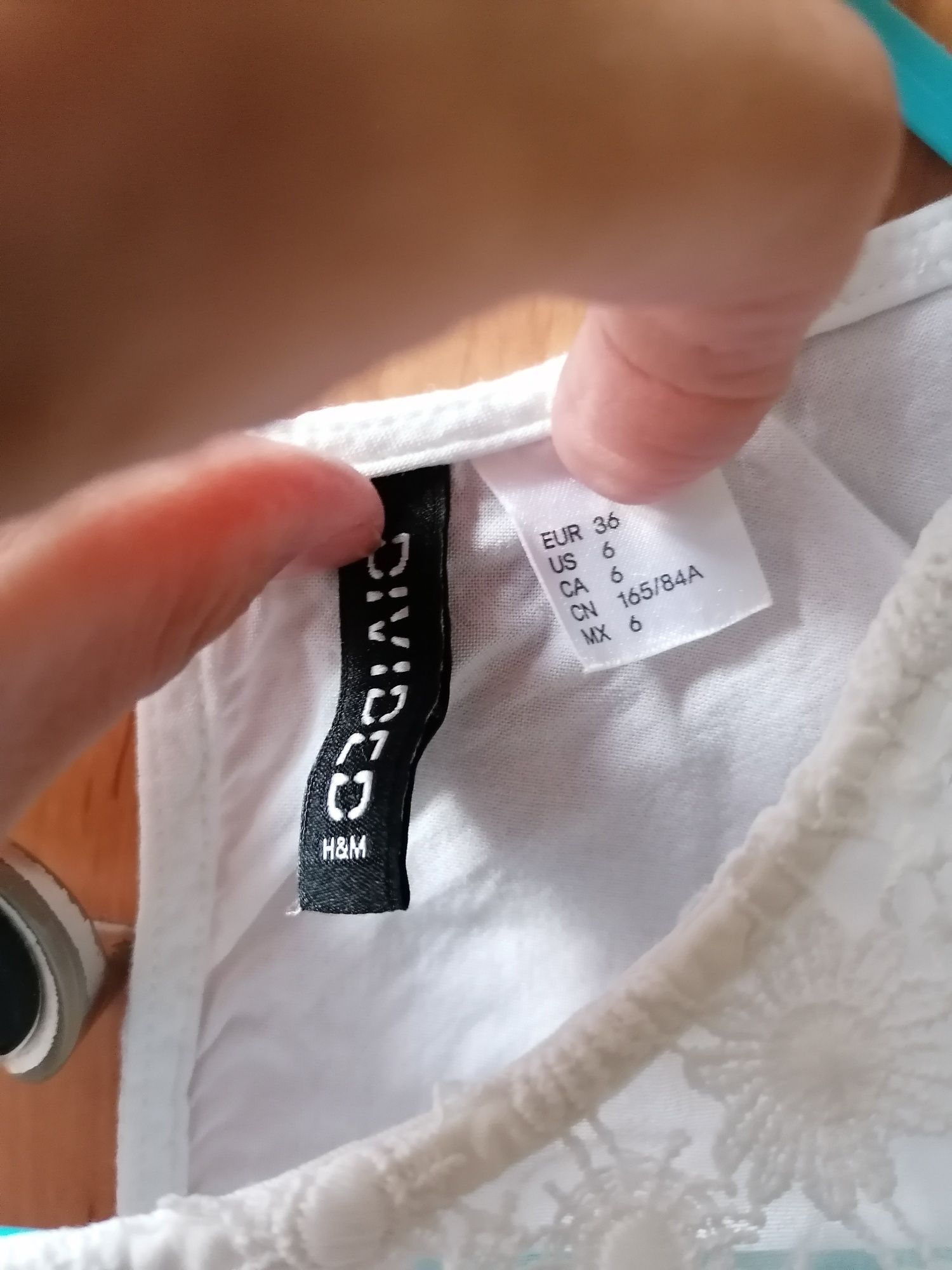 Koronkowa haftowana letnia bluzka bluzeczka 36/s divided H&M biała