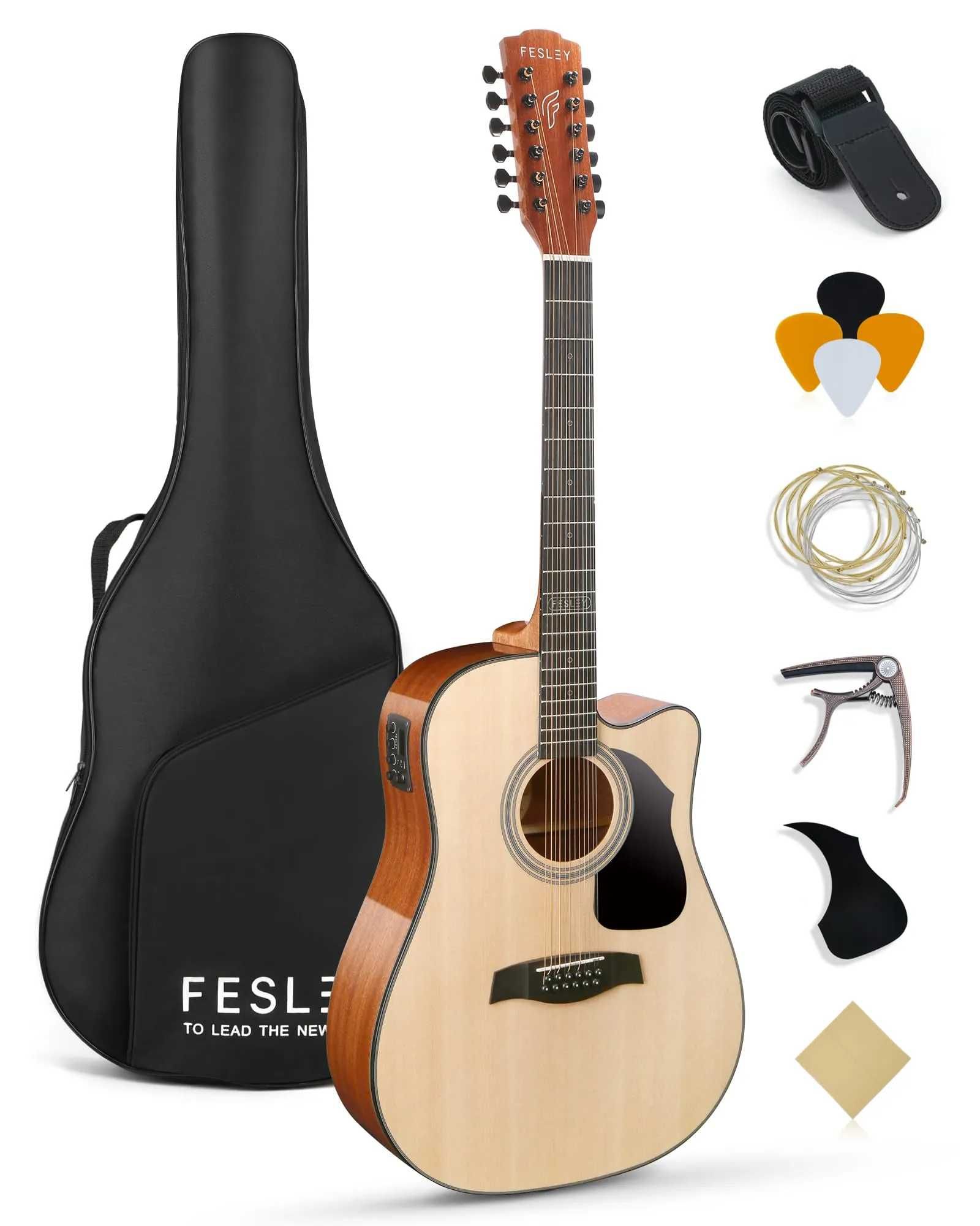 Гітара електро-акустична 12-тиструнна Fesley FDET280C (комплект)