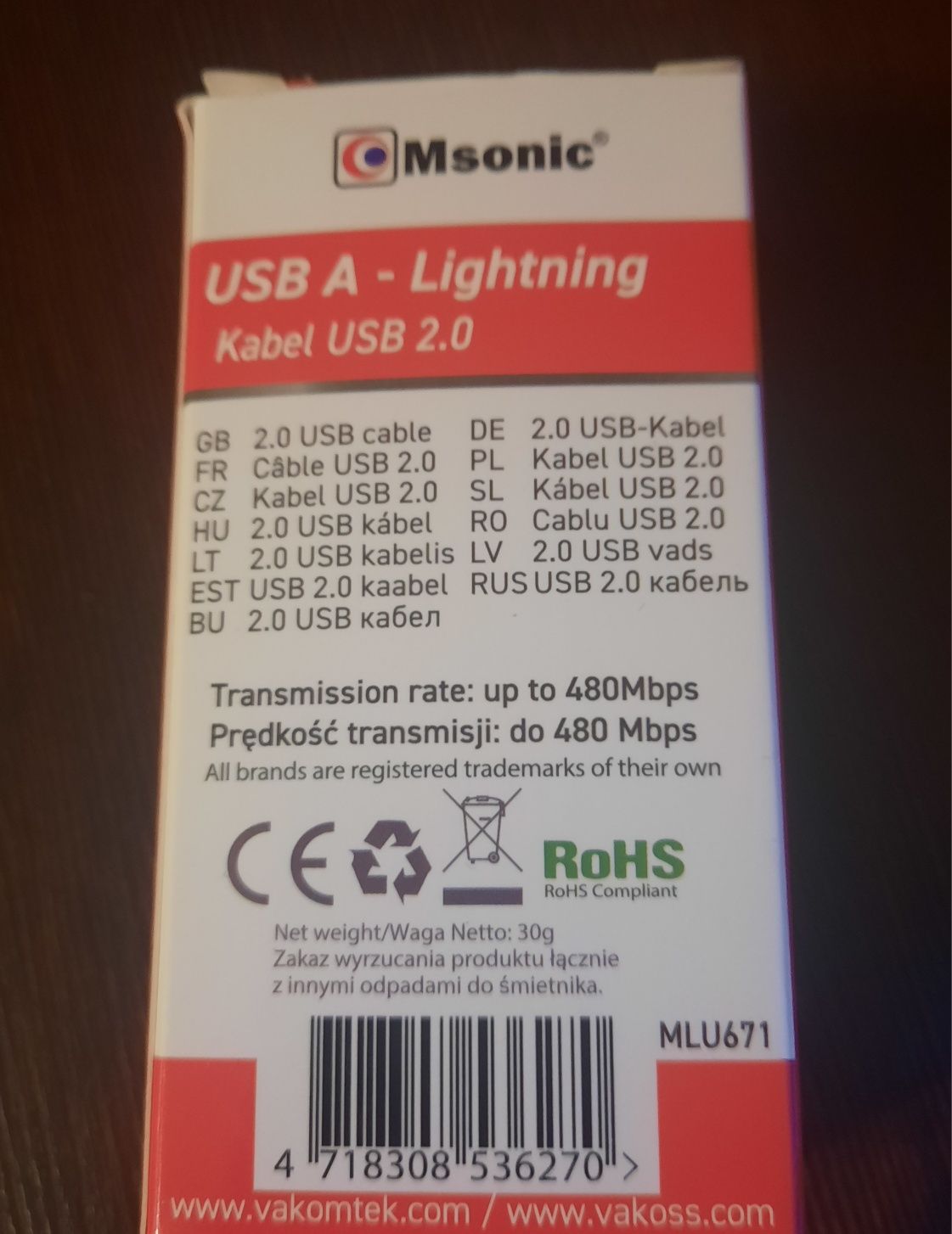 Kabel do ładowarki USB A