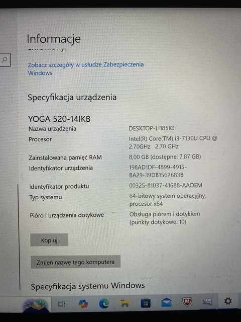 Laptop Lenovo YOGA 520-14IKB 14"/i3/8GB/2x512GB/WIN10 (80X80150PB)