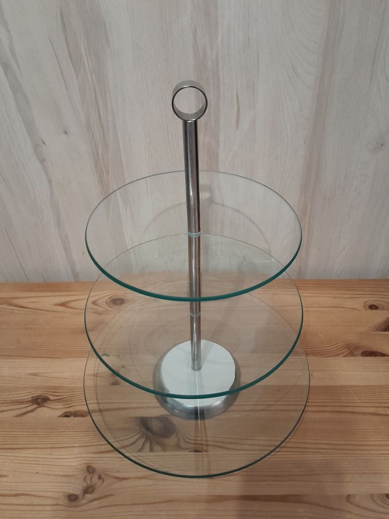 Patera 3poziomowa z hartowanego szkła - 40cm wys