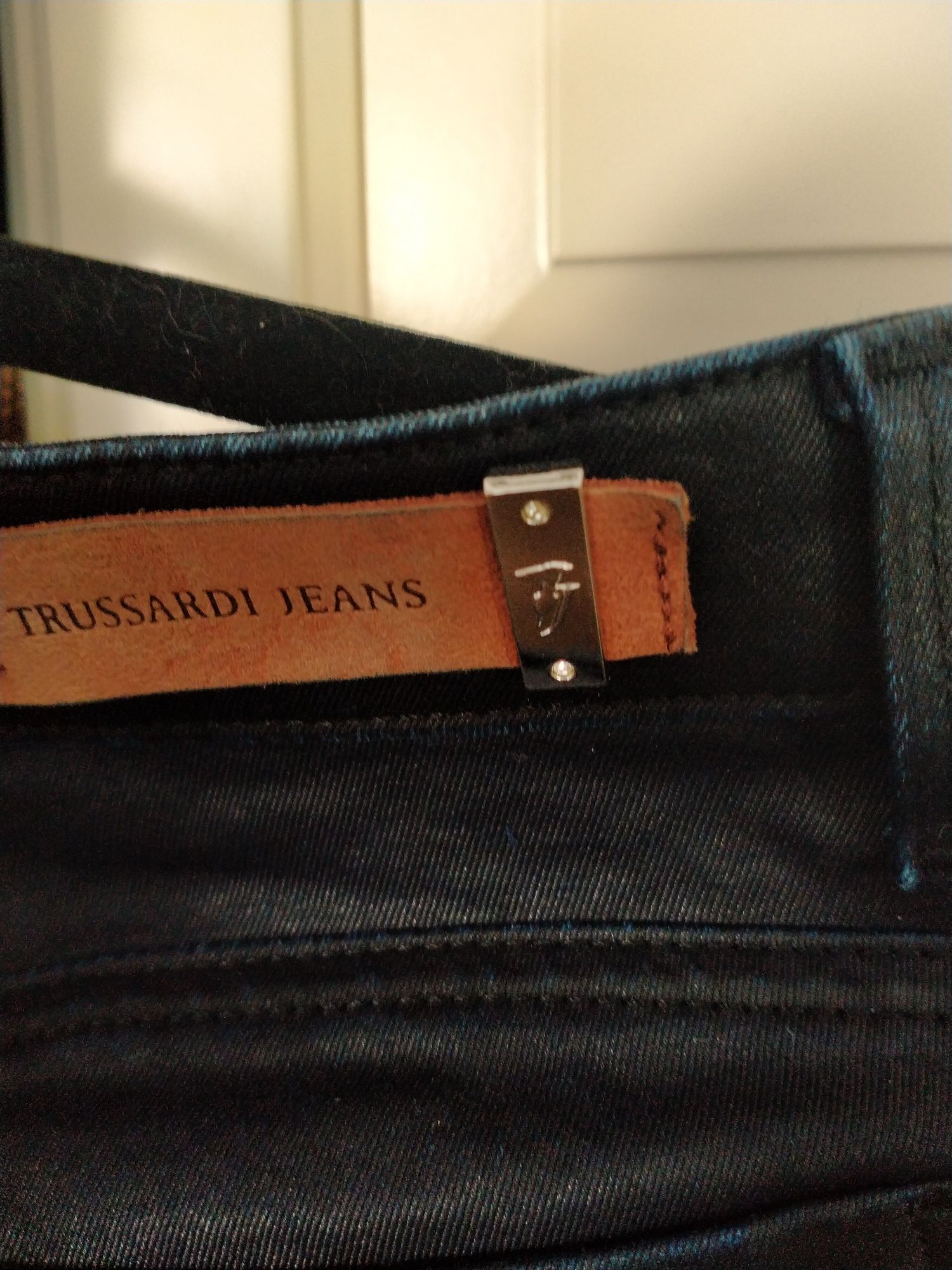 Spodnie woskowane granatowe Trussardi jeans