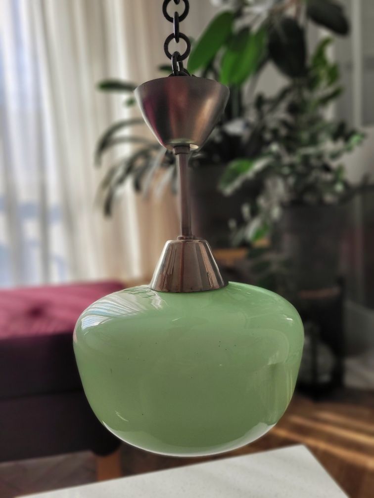 Vintage seledynowa / zielona lampa klosz lata 50