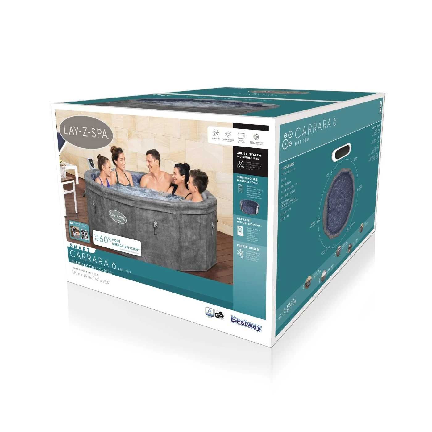 Lay-Z-Spa Carrara SMART Air Jet Jacuzzi BESTWAY