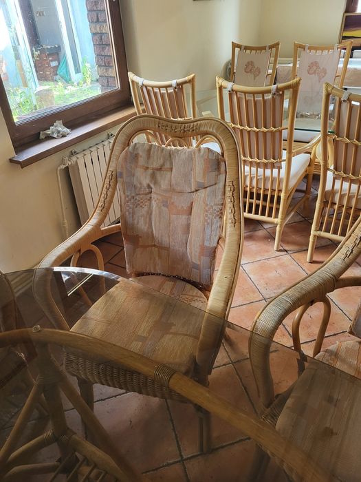 Zestaw ratanowy stół + 6 foteli do ogrodu, na taras