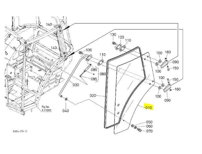 Oryginalna Szyba Drzwi Lewych Kubota M40 M60 M5 M4