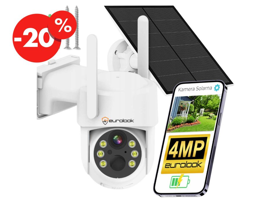 Solarna Kamera Obrotowa Zewnętrzna Bezprzewodowa Alarm WiFi - OKAZJA