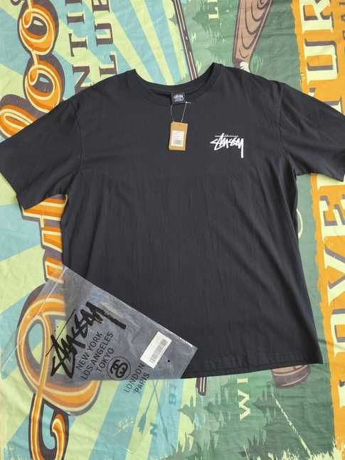 Koszulka Stussy czarna letnia modna z krótkim rękawem, rozmiar XL